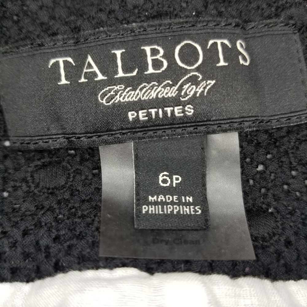 Talbots Black Swiss Dot Skirt Petite 6P Fit & Flare Lined Classic Work Skirt - Picture 6 of 9